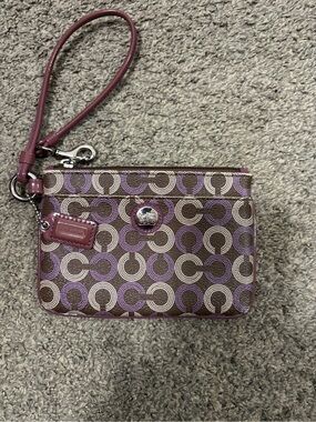 Coach Brown & Purple Signature Wristlet
